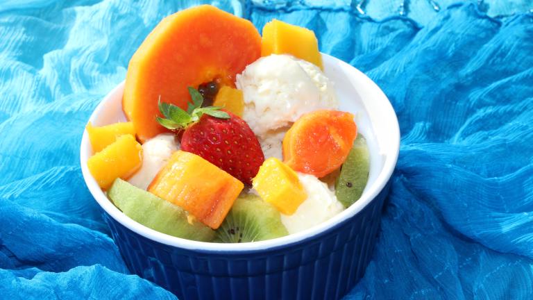 Coconut Ice Cream With Tropical Fruits Created by Jostlori