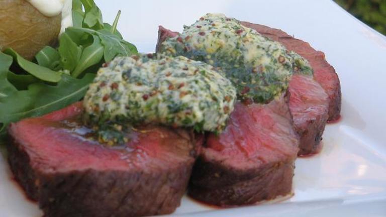 Sacré Boeuf Sirloin Steak Topped With Mustard Herb Butter Created by The Flying Chef