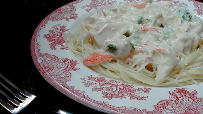 Angel Hair Pasta and Crab With Alfredo Sauce created by Ms B.