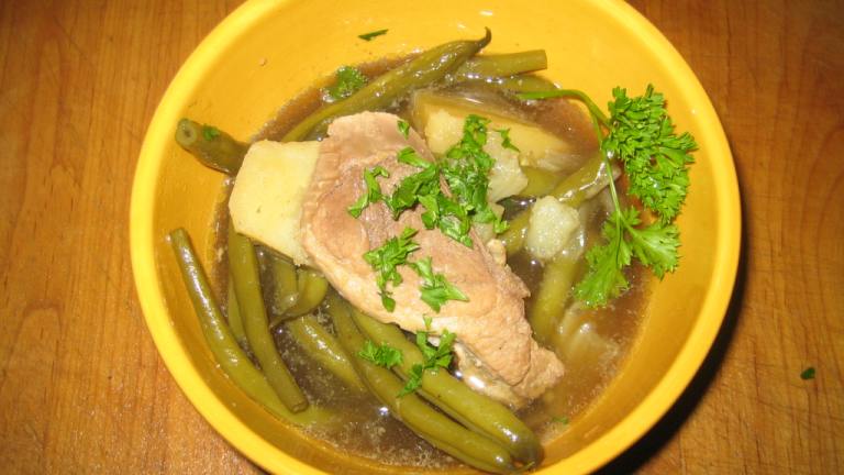 Braised Green Beans Potatoes and Pork Chops created by Potagekempcc