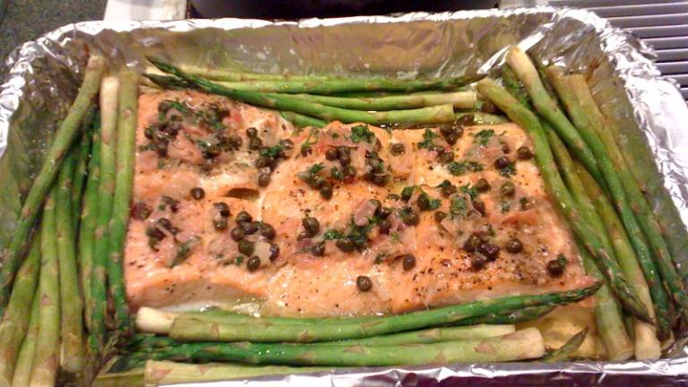 Lemon Butter Salmon With Capers and Asparagus Created by Mrs. Cavanar