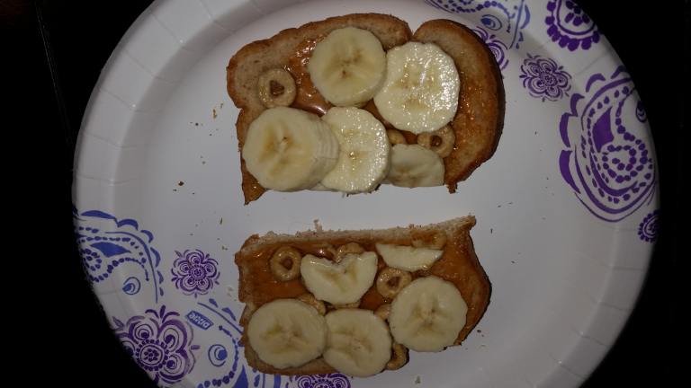 Peanut Butter & Honey & Banana & Cheerio Sandwich Created by Jessica B.