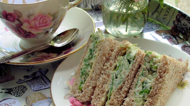 Cream Cheese Tea Sandwiches With Salad Burnet Created by French Tart