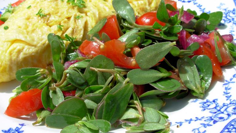 Wild Purslane Salad With Olive Oil and Lemon Dressing Created by French Tart