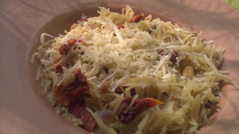 Pasta With Sun-Dried Tomatoes and Pine Nuts created by threeovens
