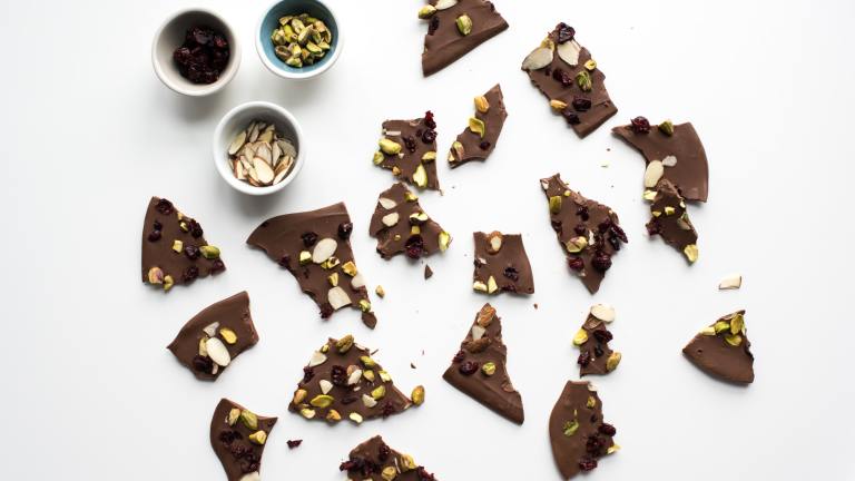 Chocolate Bark With Mixed Nuts and Dried Berries Created by iamafoodblog