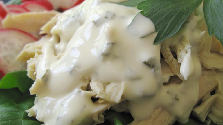 Chicken Salad in a Creamy Chive and Lovage Dressing Created by Caroline Cooks