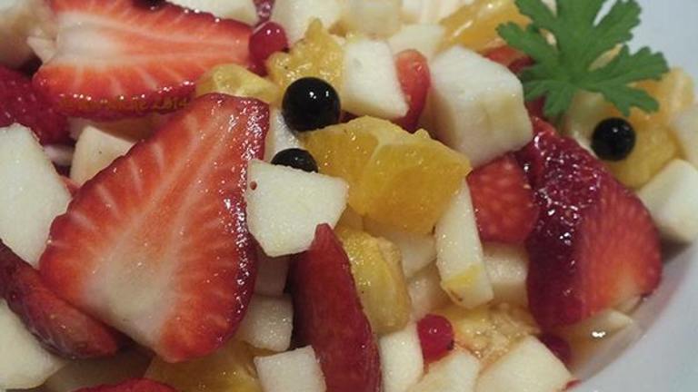 Bergamot Fresh Fruit Salad With Scented Pelargonium Leaves created by Artandkitchen