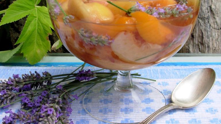 Fresh Peaches in Sauternes Soak With Angelica and Lavender Created by French Tart