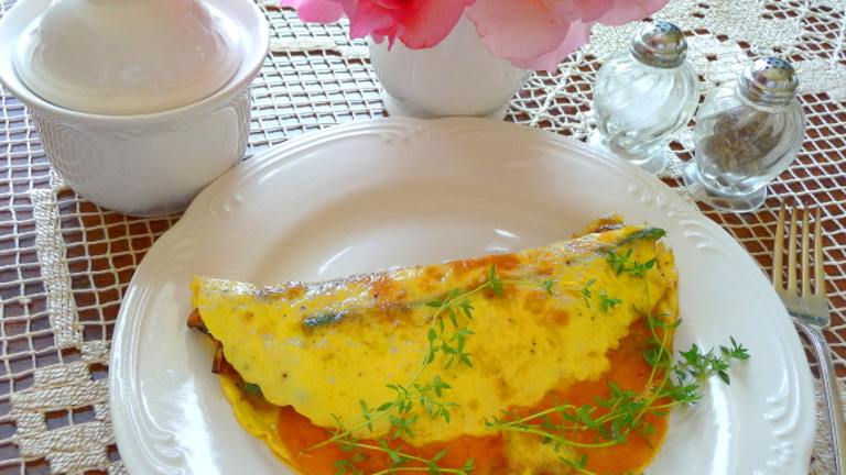 Asparagus, Mushroom and Cheese Omelet With Herbs Created by BecR2400