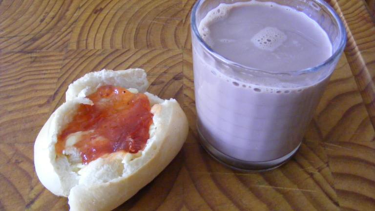 Everyday French Breakfast- Baguette and Jam With Chocolate Milk Created by Sara 76