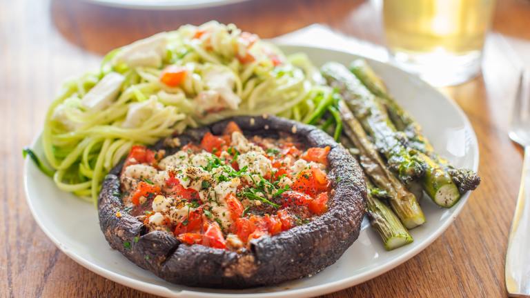 Grilled Portobellos With Pesto, Tomatoes and Feta created by DianaEatingRichly