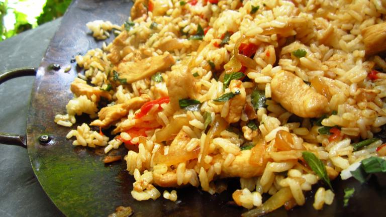 Thai Spicy Basil Chicken Fried Rice Created by gailanng