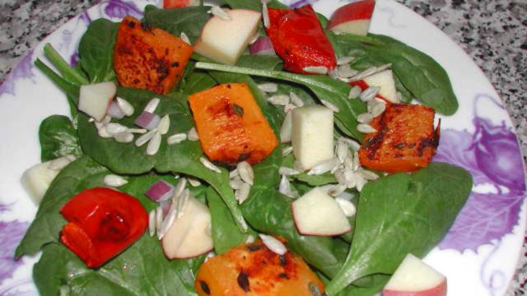Roasted Butternut Squash and Spinach Salad Created by Kumquat the Cats fr