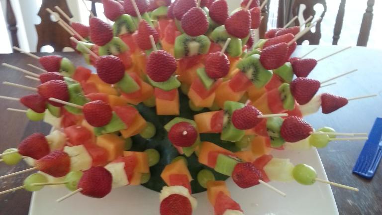 Showy but Simple Fruit Kabobs - Perfect for a Party Created by lynne