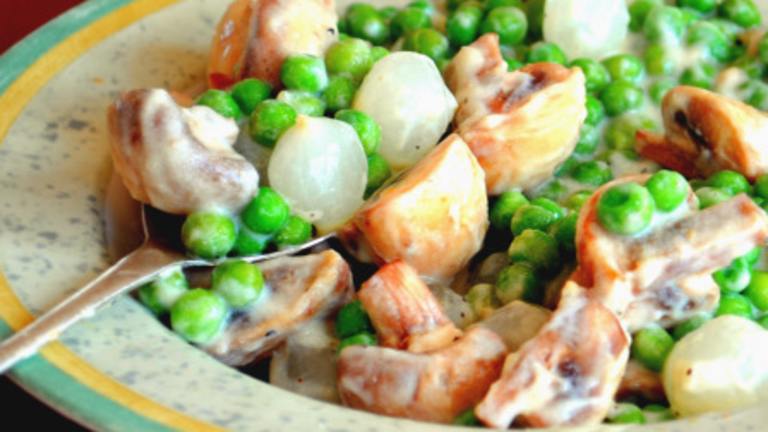 Creamed Peas With Mushrooms and Onions. created by Andi Longmeadow Farm