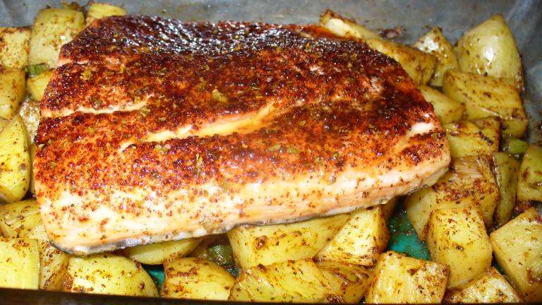 Chili-Crusted Salmon With Roasted Potatoes created by IngridH