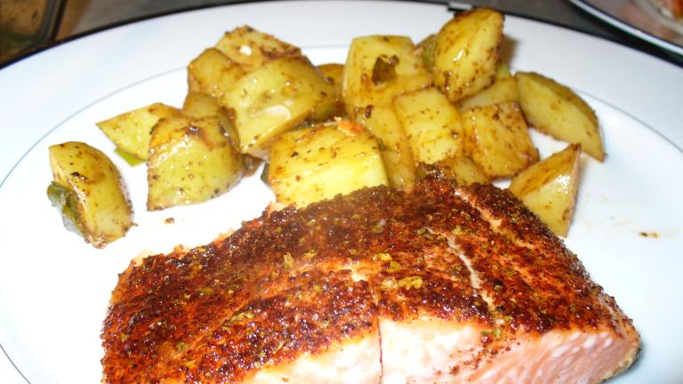 Chili-Crusted Salmon With Roasted Potatoes Created by IngridH