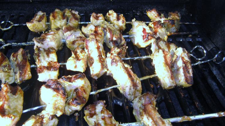 Grilled Pork Skewers With Peanut Basil Sauce Created by mary winecoff