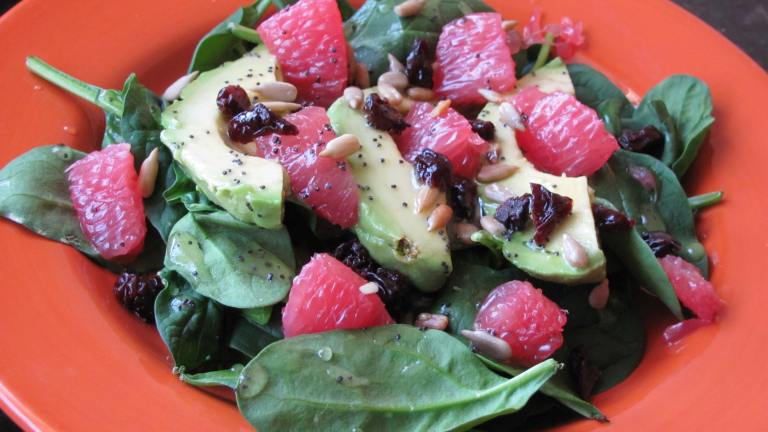 Red Grapefruit, Avocado and Pomegranate Spinach Salad Created by januarybride 