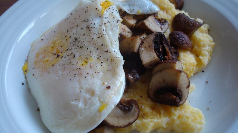 Parmesan Polenta With Eggs and Roasted Mushrooms Created by Starrynews
