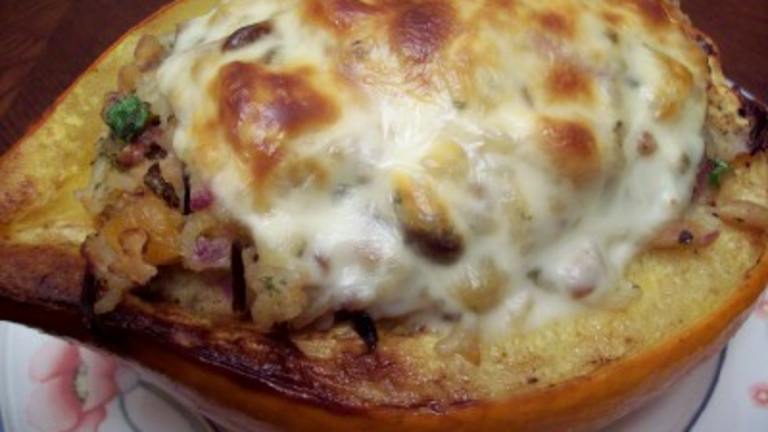 Wild Rice, Cherries, Apricots and Cheesy Stuffed Acorn Squash Created by HeatherFeather