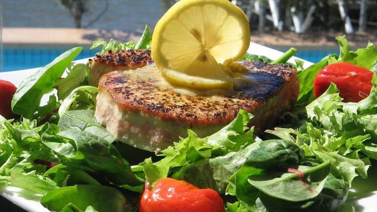 Grilled Tuna Steaks With Lemon-Pepper Butter Created by The Flying Chef