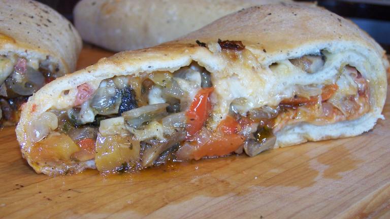 Stromboli With Prosciutto, Peppers, Onions, Garlic & Shrooms Created by Rita1652