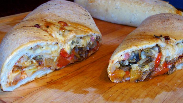 Stromboli With Prosciutto, Peppers, Onions, Garlic & Shrooms Created by Rita1652