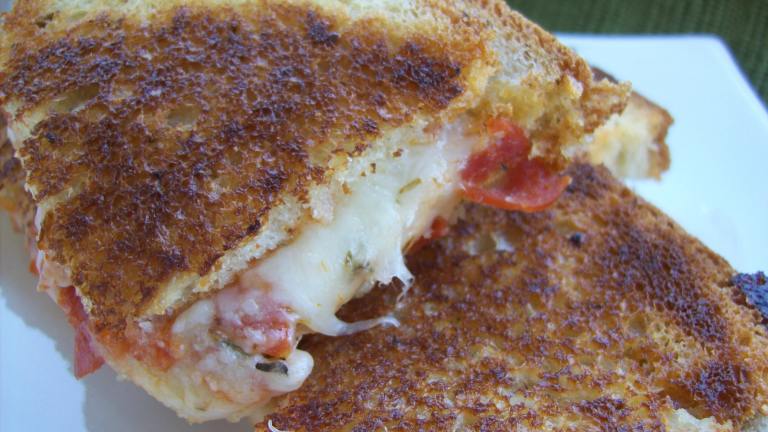 Grilled Pepperoni & Mozzarella Cheese Pizza Sandwich Created by Chef shapeweaver 