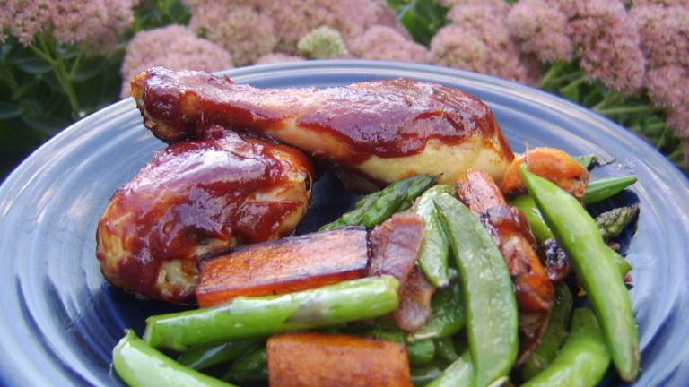 BBQ Chicken Legs With Sauteed Veggies created by LifeIsGood
