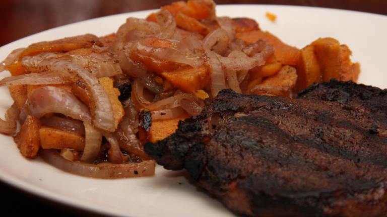Moroccan-Rubbed Grilled Steak and Sweet Potatoes Created by Dr. Jenny