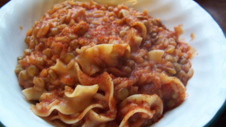 Koshari - Lentils and Rice With Tomato Sauce created by Debbie R.