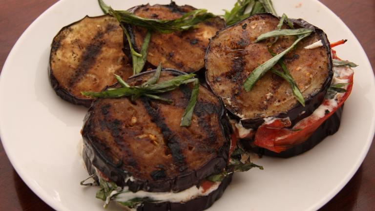 Eggplant Sandwiches W/ Goat Cheese, Tomato, & Basil Created by Dr. Jenny