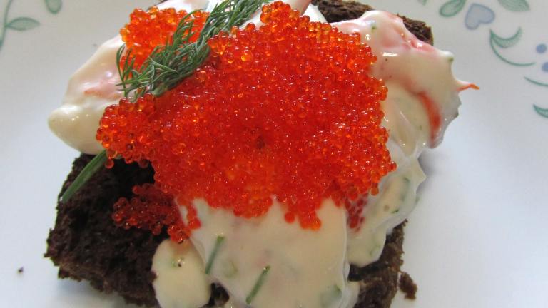 Swedish Creamy Dill Prawn Toasts With Caviar - Skagenrora Created by Rita1652