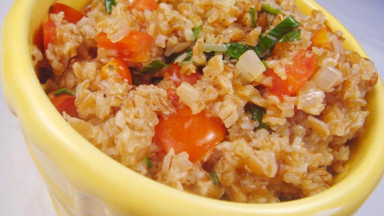 Bulgur Pilaf With Tomatoes, Shallots and Mint. created by Lori Mama