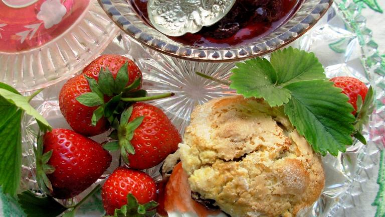 English Scones With Mixed Summer Berries and Cream Created by French Tart