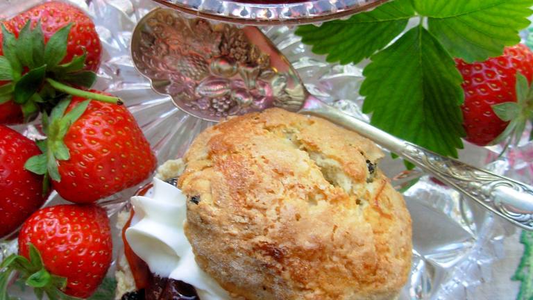 English Scones With Mixed Summer Berries and Cream Created by French Tart