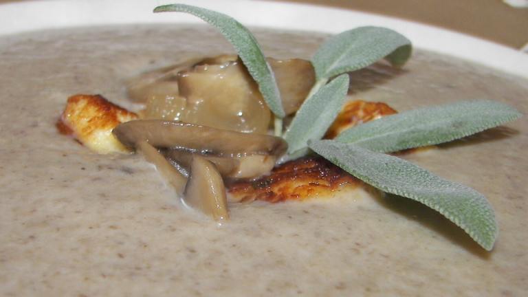 Mushroom Soup With Halloumi Croutons Created by Baby Kato