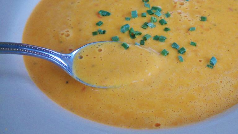 Sweet Red Pepper and Gouda Soup Created by Parsley