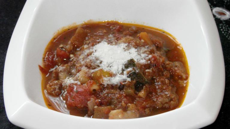 Italian Sausage and Eggplant Soup Created by Boomette