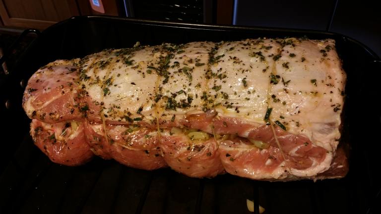 Slow Roasted Pork Loin Filled With Roasted Garlic Created by kkjcrew