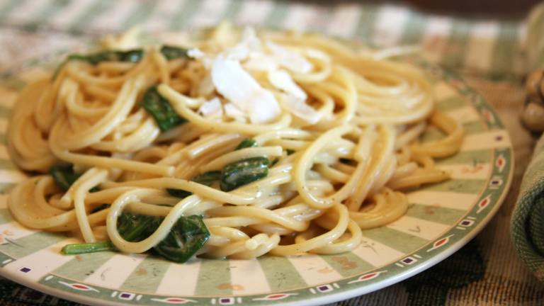 Spaghetti With Coconut Spinach Created by Enjolinfam