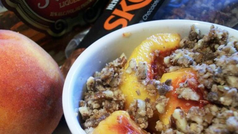 Peach Crisp With Toffee, Pecans & Amaretto Created by 2Bleu