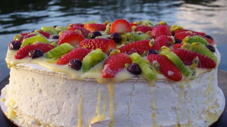 Pavlova With Lemon Cream and Berries Created by The Flying Chef