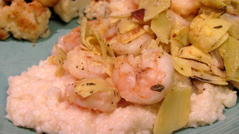 Shrimp and Artichokes over Parmesan Grits created by loof751