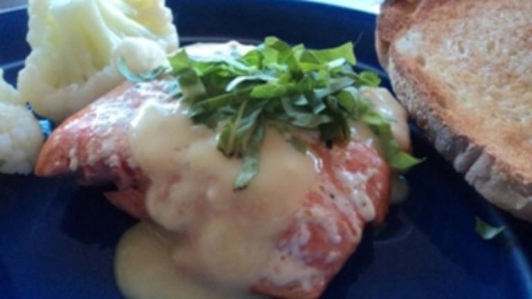 Grilled Salmon With Basil and Hollandaise Sauce Created by BakinBaby