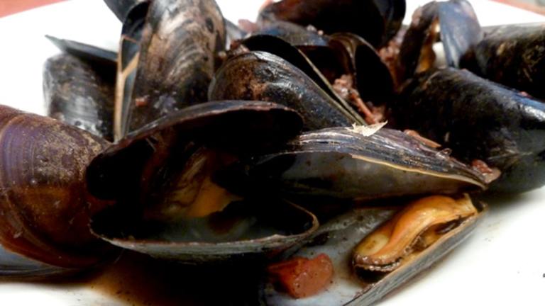 Grilled Mussels With Red Wine and Chorizo created by momaphet