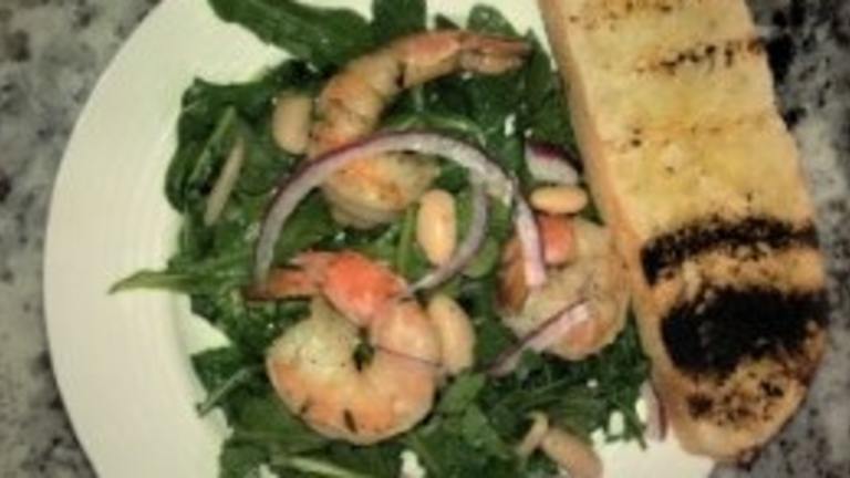 Roasted Rosemary Shrimp W/Arugula and White Bean Salad on Garlic created by PanNan
