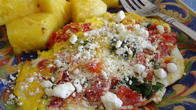 Spinach & Tomato Scrambled Egg With Feta Cheese Created by Marg CaymanDesigns 